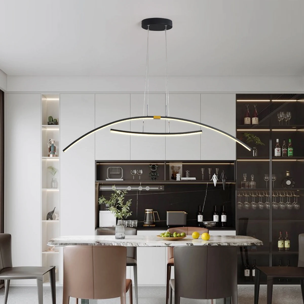 

Modern Led Chandelier dining room chandelier Kitchen led Pendant Light Black/White Living Bedroom Hanging Light Alexa/App/Remote