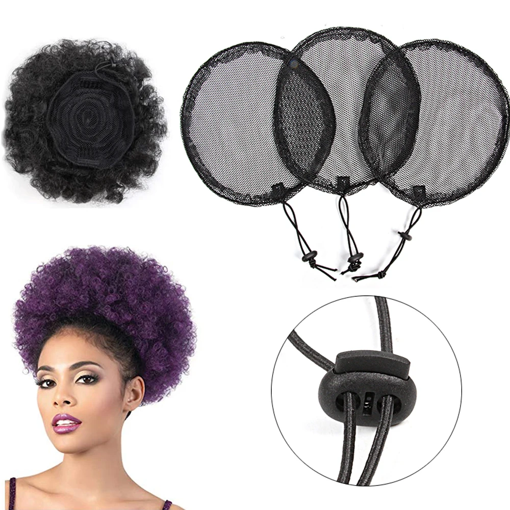 Hair Net For Making Ponytail Adjustable Strap Afro Bun Wig Caps Hairnets Weaving Pony Tail Maker Wig Liner