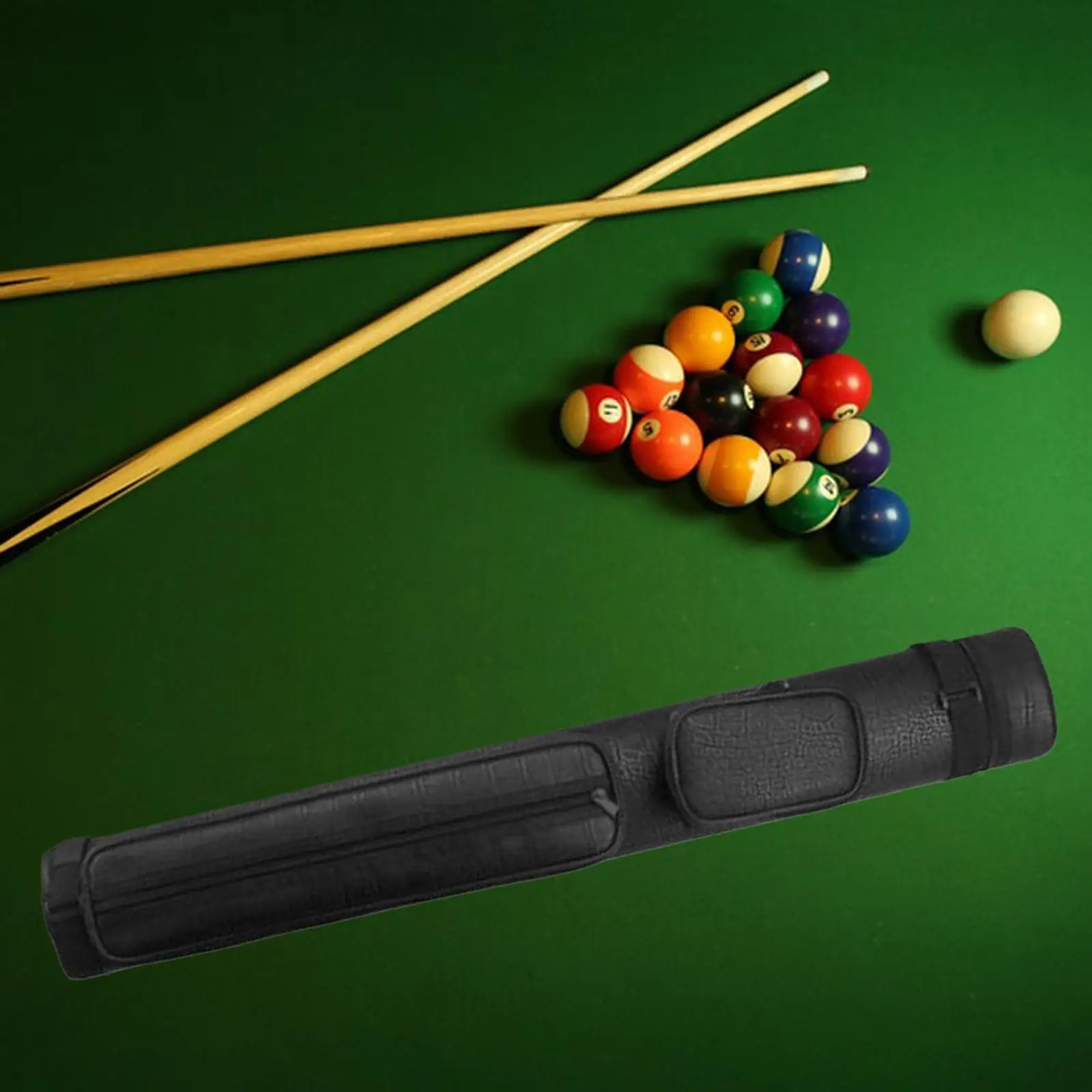 Billiard Pool Cue Bag 4 Holes Carrying Case Pouch for Billiard Stick Rod Black Pattern