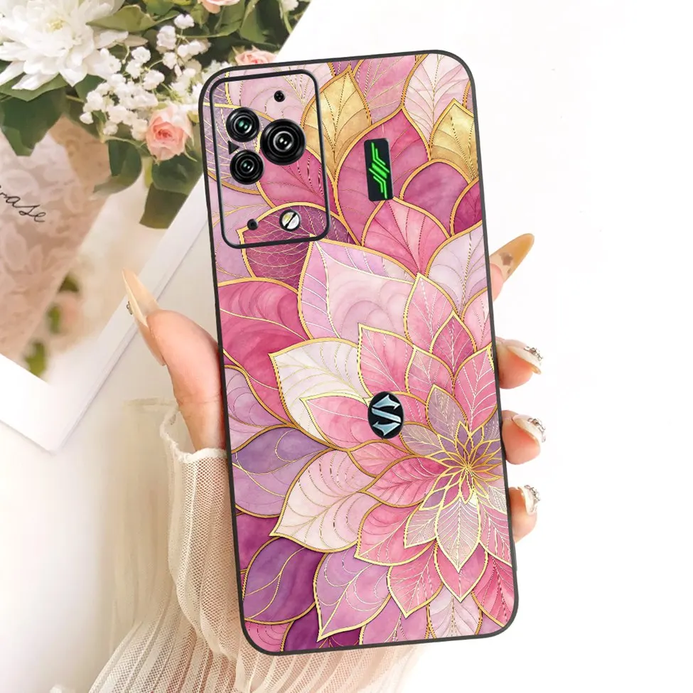 Cute Cat & Butterfly Design Silicone Case - Black Shark 5 Pro