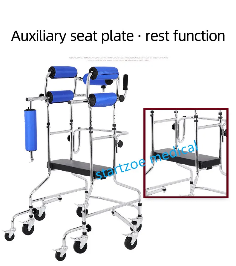 Upright Rollator Walker Stand Up Walker with 8 Wheels Anti-tilt Wheels hemiplegia walker stand frame with seat 5