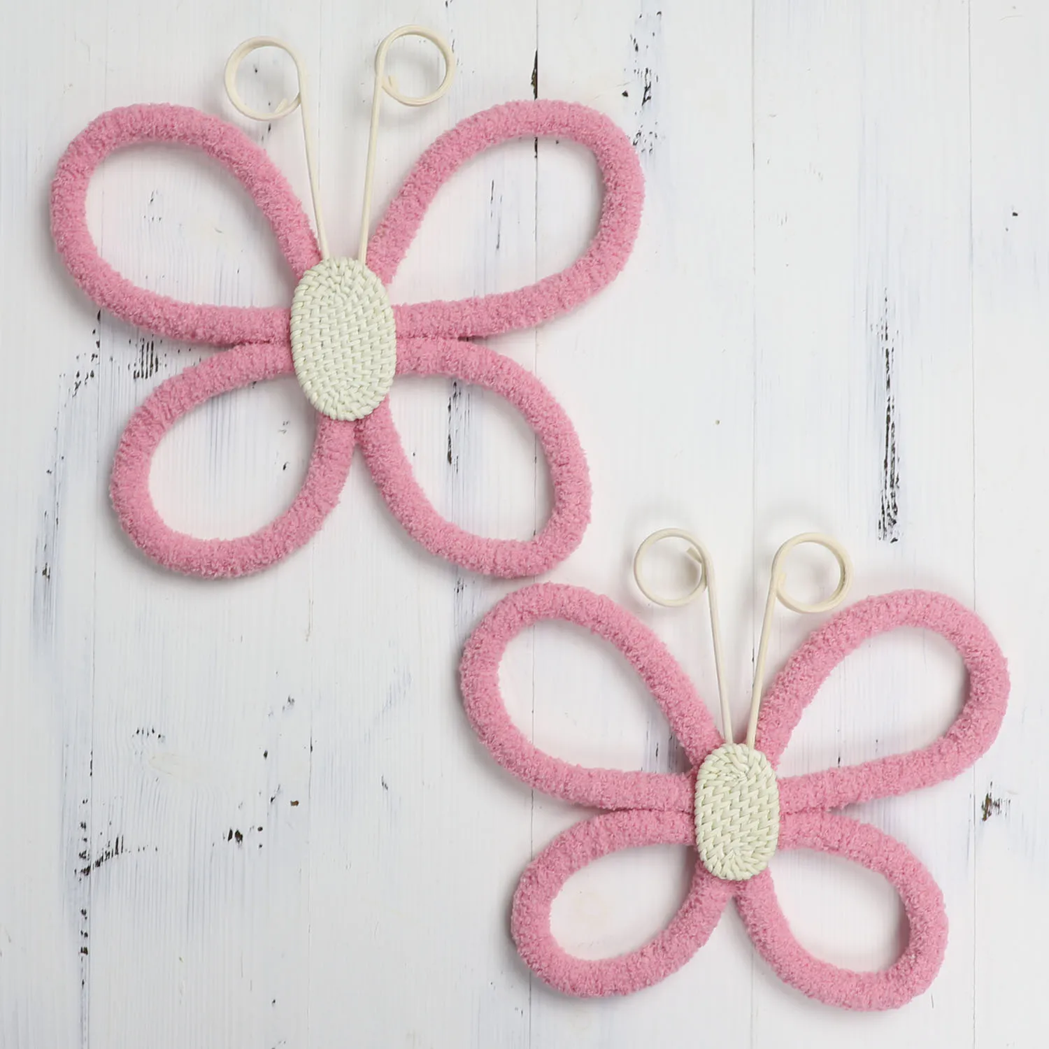 Set of 2 Hand-Woven Bohemian Butterfly Wall Decorations - Colorful Art for Nursery, Home, and Office Decor