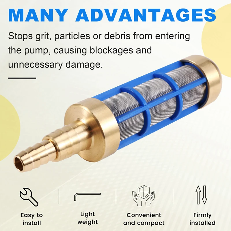 High Pressure Washer Water Filter Truck Pump Stainless Steel Mesh Noodles Long Shape Filter Accessories-[A37I]