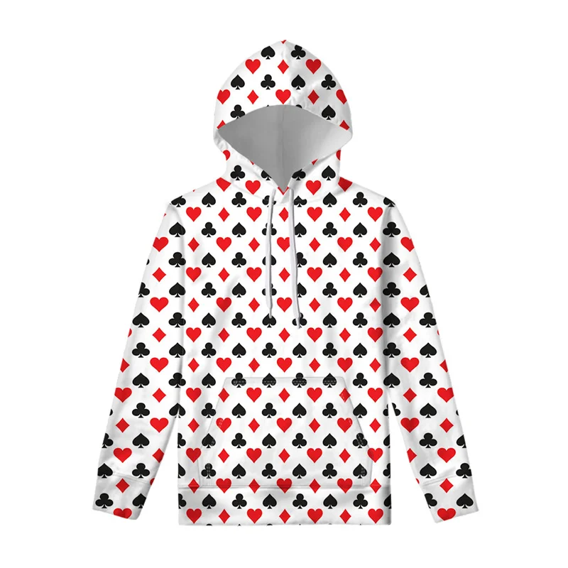 Sudadera con capucha con estampado 3D de naipes para hombre y mujer, jersey con estampado de póquer a la moda, sudadera con capucha de gran tamaño para primavera y otoño