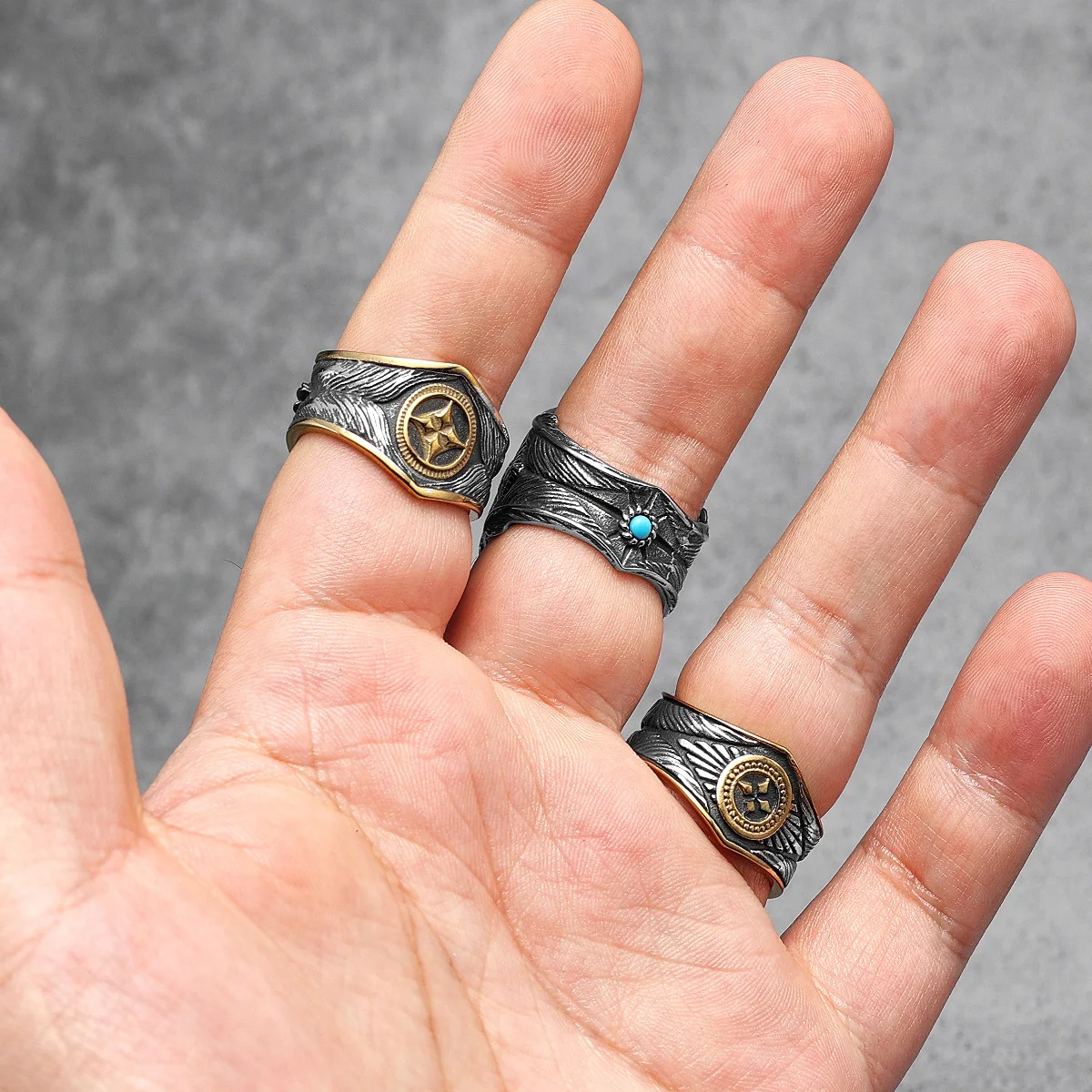 Luxurious Turquoise Gemstone Men's Ring - Retro Classic Jewelry Gift