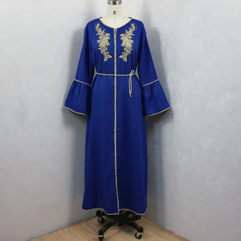 Muslim Dress Middle East Dubai Fashion Long Robe Beading Abayas for Women Casual Vestidos Arabes Dubai Y Turcos