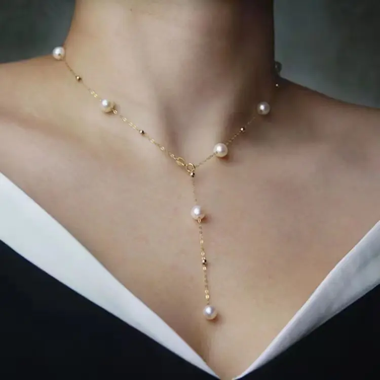 

Цепочка из натурального жемчуга, 5-6 мм
