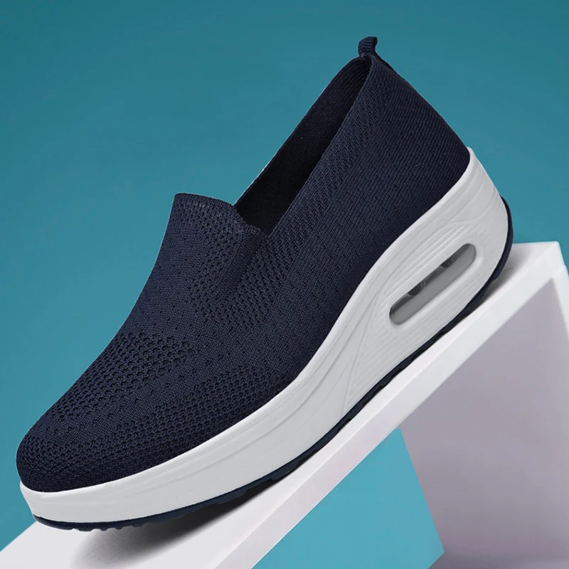 New Women's Flat Shoes Comfortable Thick Sole Breathable Mesh Women's Shoes Non Slip 2023 Summer Casual Elevated Women's Shoes