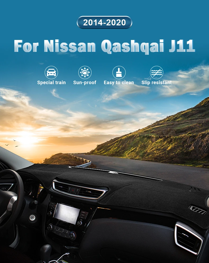 Für Nissan Qashqai J11 2014 2015 2016 2017 2018 2019 2020 Auto Dashboard Sonnenschutz Abdeckung Matte Instrument Panel Pad Zubehör – Detail 1