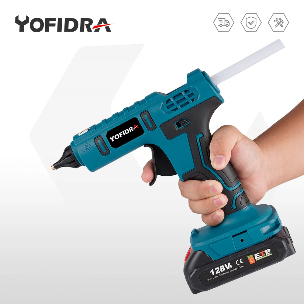 

100W Cordless Hot Melt Glue Gun Fast Heating Portable Rechargeable Repair DIY with 10pcs 11mm Glue Sticks For Makita 18V Battery