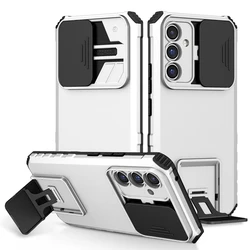 Slide Camera Armor Protective Phone Case with Plastic Cover - Galaxy A42 5G (WT)