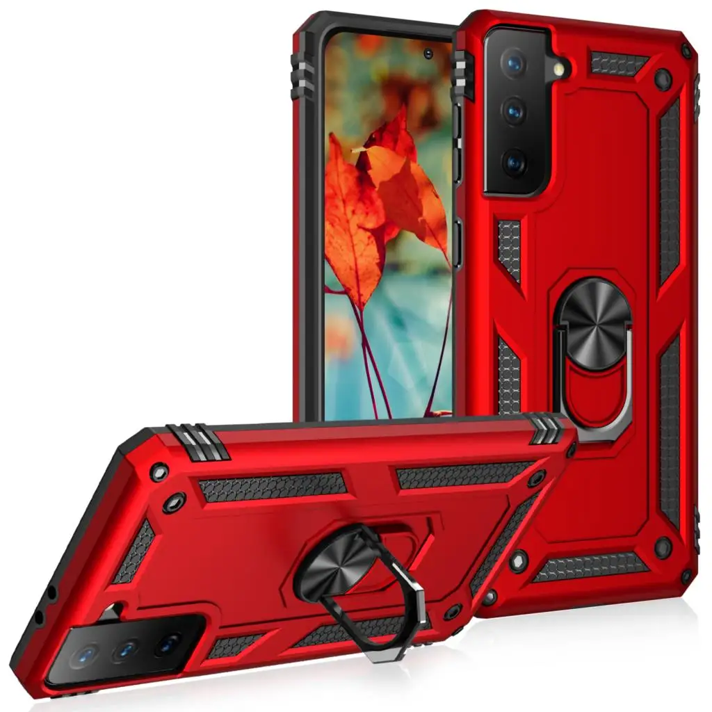 Custodia Antiurto Per Samsung Galaxy S21 Fe 5G Armor Rugged Military Protection Magnet Car Holder Ring Case Cover
