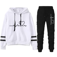 Daily Outdoor Autumn Winter Quality Women Tracksuit Hoodies Casual Single Piece Stripe Sweatshirt and Sweatpants Comfort Jogging