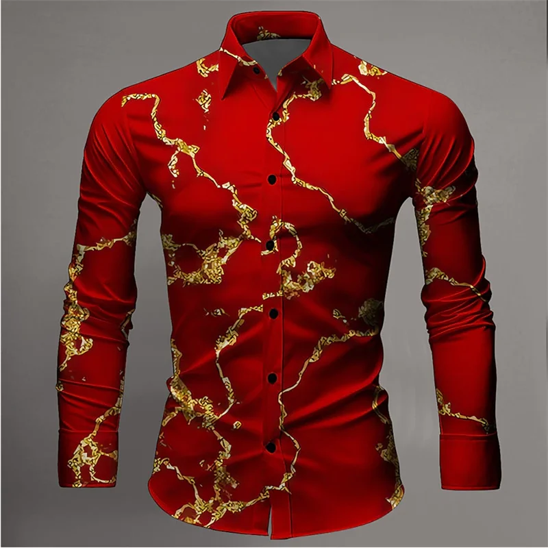 thumbnail image 1 of Camisa formal de manga larga con diseño de raL rojo para hombre, estilo callejero de gran tamaño, informal, original, con estampado 3D, estilo Harajuku, talla grande 5XL, 1 of 4