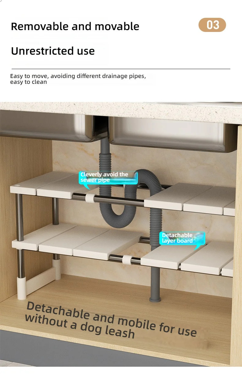 Multi Functional Stretchable Kitchen Storage Organizer Holder Rack for Space Saving Storage Shelves in Cabinet For Bathroom