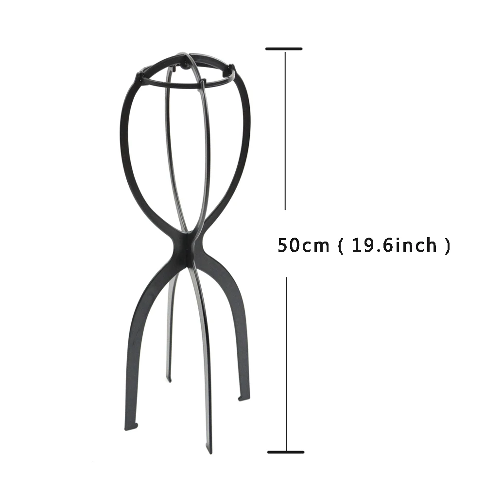 긴 가발 디스플레이용 50cm 높이 플라스틱 블랙 가발 스탠드, 가발 홀더 마네킹 스탠드, 휴대용 접이식 가발 스탠드, 1 개