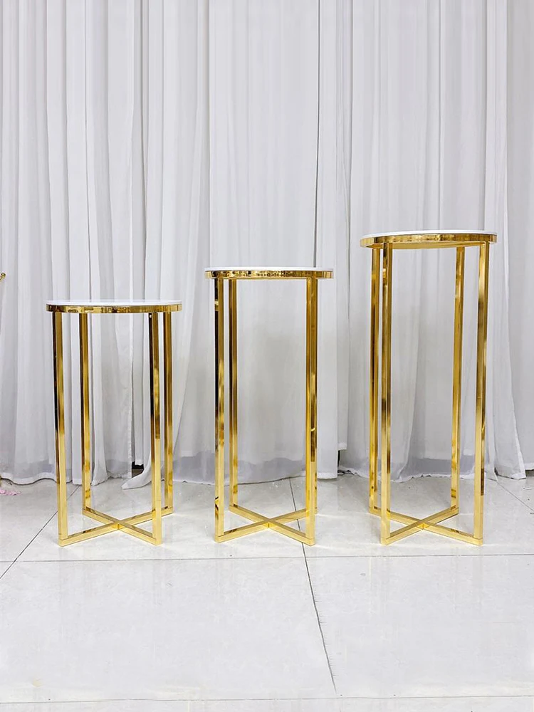 Factory wedding decoration booth iron electroplating gold cake table side table wedding supplies