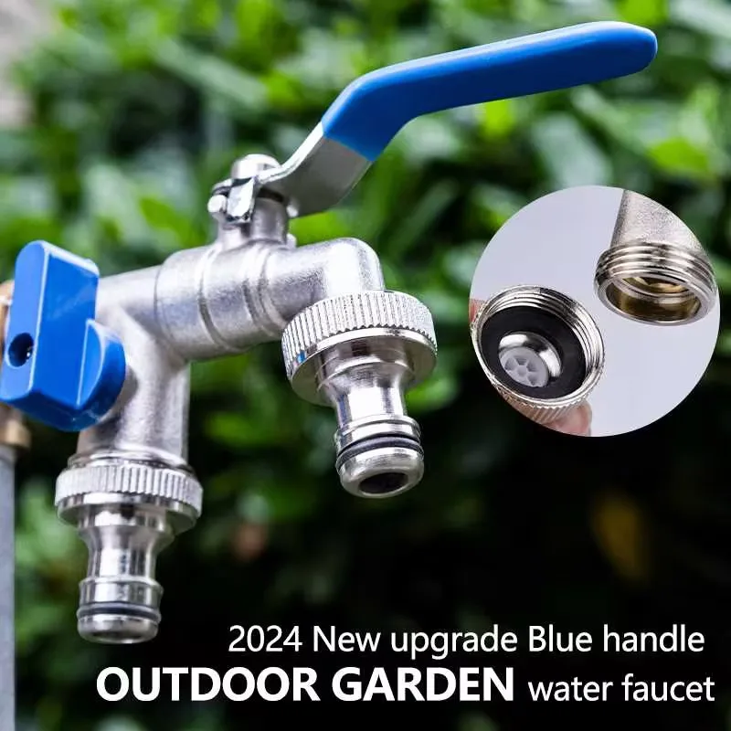 Garden bibcocks water tap faucet Outdoor Garden Faucet 1 inlet 2 outlet Anti-Freeze Bibcock with Dual Nipple Brass Water Tap Garden Tools