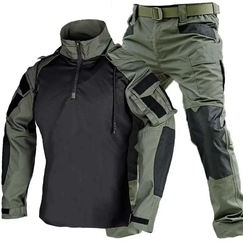 Sport T Shirt Outdoor Uniform Tactical Suits Wear Resistant T-Shirt Hood Pants Men Clothes Combat Shirts Airsoft Paintball Hunting Clothing