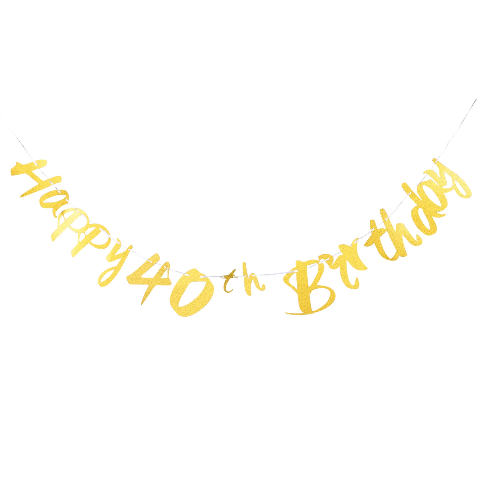 

Birthday Flag Banners Anniversary Decor 40th Ornament Pull The Hanging Paper Sign Decoration Decorations for Miss Rose Gold