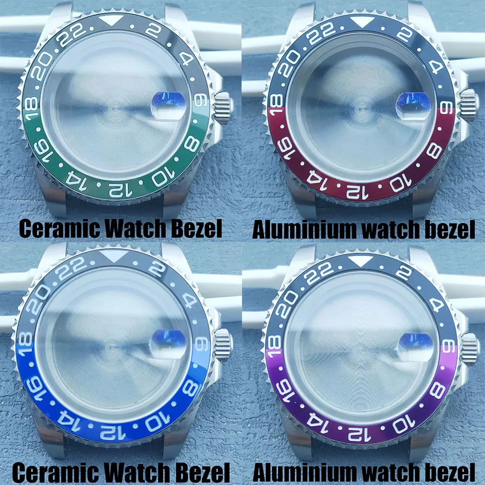 

40mm waterproof watch case Sapphire glass Suitable for NH34 NH35 NH36 NH70 movements Ceramic and aluminium bezel openings