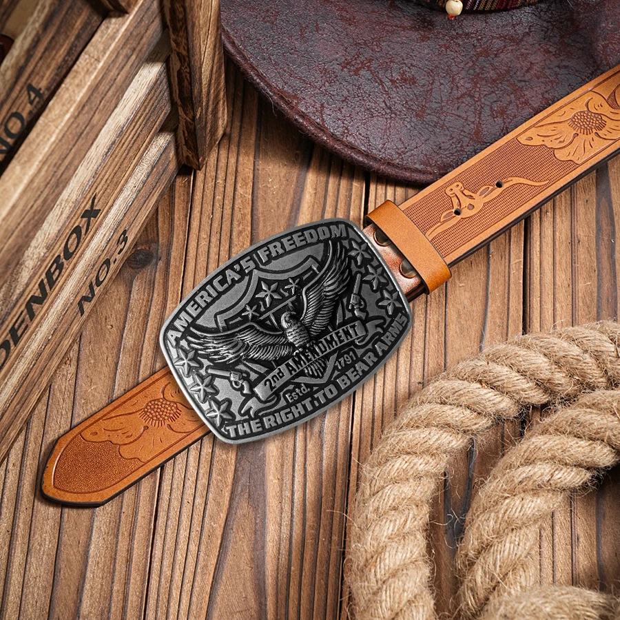Exquisite Silver Eagle Buckle Belt with Ornate Carved Design