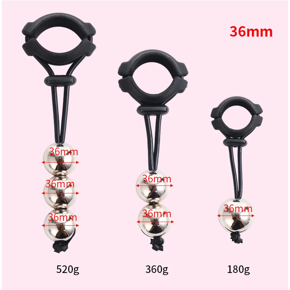 Male Sex Toys Men Cock Rings Drop Ball Heavy Weight Stretcher Silicone Penis Ring Enlargement Extender Pull Eexercise Tool Adult Erotic Toys