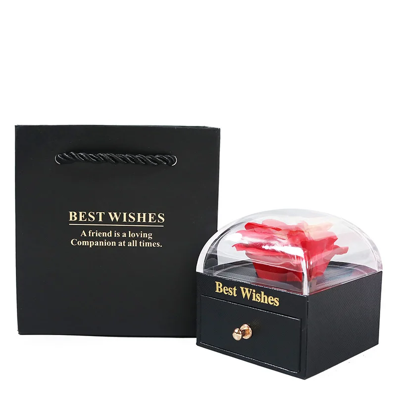 Rose Gift Box New Color Eternal Soap Flower Jewelry Box Ring Necklace Storage Creative Double Open Eternal Rose,jewelry storage bags,gift boxes