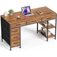 Computer Desk with 6 Drawers, 47 Inch Office Desk with Shelves, Computers Desks 2