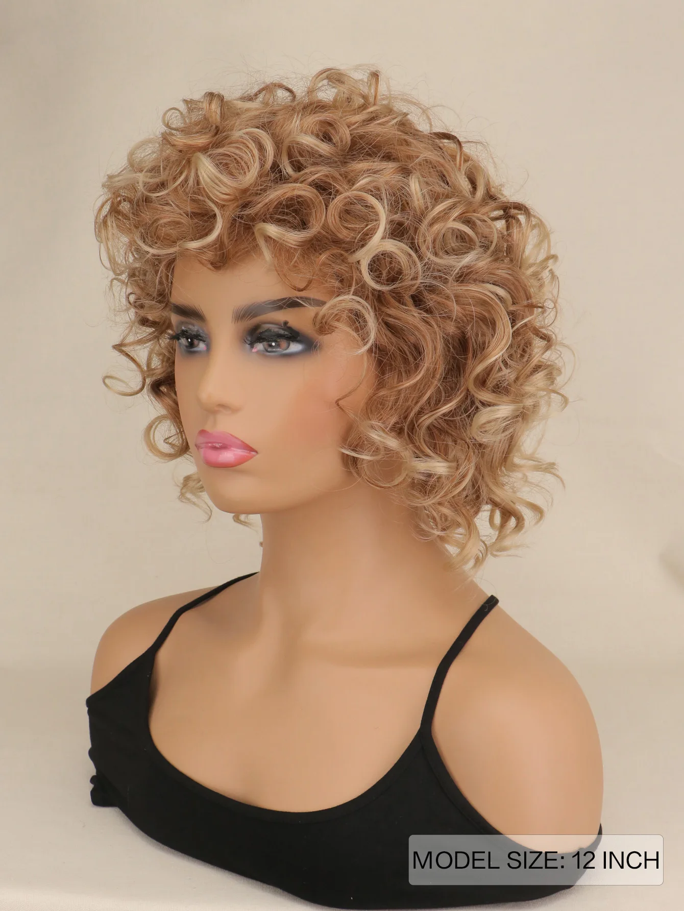 Kapryśny W syntetycznych kobiet mieszane blond brązowe krótkie peruki z kręconymi włosami naturalne włosy peruki żaroodporne włosy peruka dla kobiet