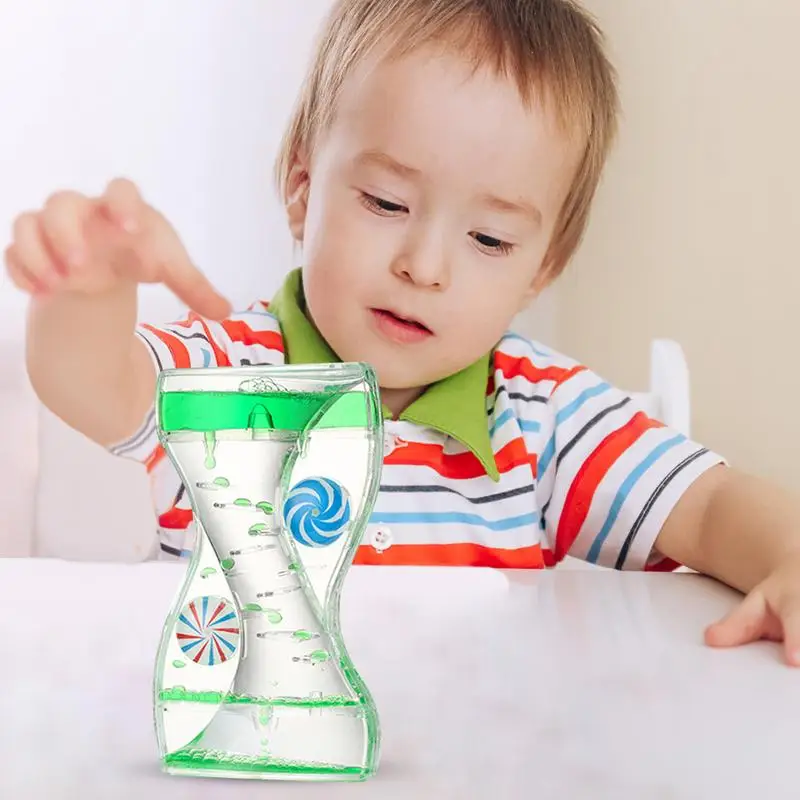 Kids Liquid Hourglass Toy Liquid Clock Timer Decoration Colorful Drop Acrylic Hourglass For Study Room Bedroom Living