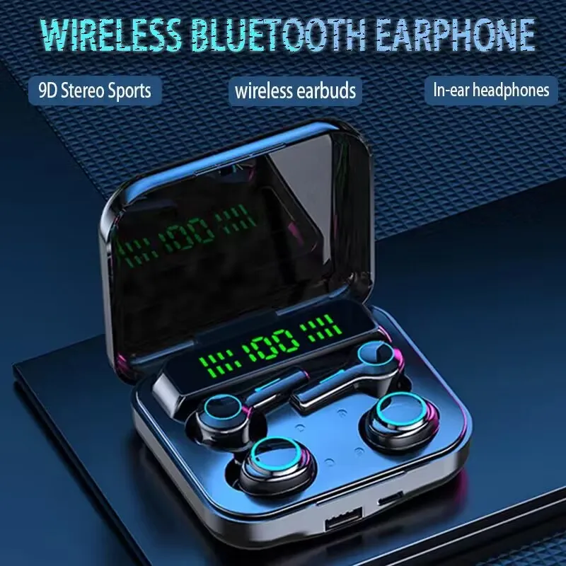 M21 TWS 무선 헤드폰 커플 소음 차단 Bluetooth 이어폰 9D 스테레오 스포츠 방수 4 이어 버드 헤드셋 (마이크 포함)