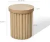 Wood Round Side Table, 19" Fluted Small End Table for Small Spaces, Mid Century Modern Wooden Accent Table, Small Bedside Table 2