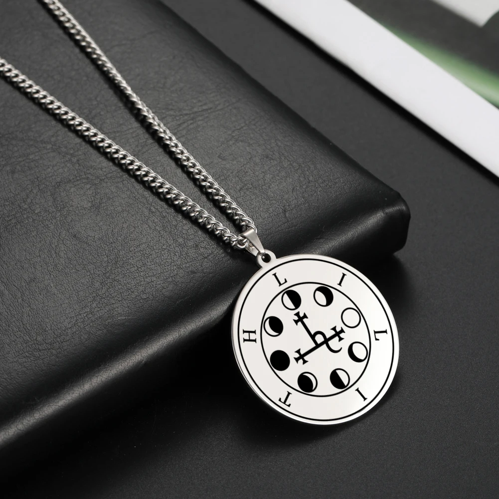 Dawapara Hexerei Hecate der Rad Triple Mond Göttin Halsketten Lilith Dichtung Amulett Edelstahl Wiccan Schmuck – Detail 19
