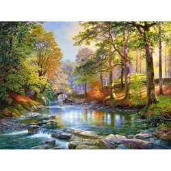 Landscape Canvas Painting Kit - Acrylic Paint by Numbers Scenery - 65x50cm Diy Frame (Plum)