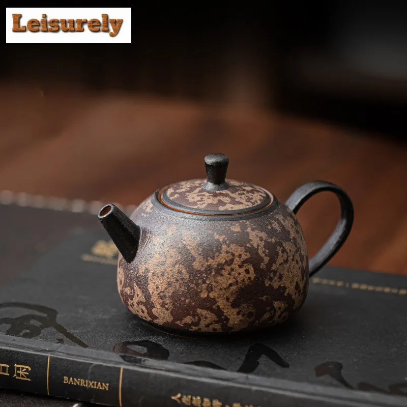 Kiln Fambe Agarwood Glaze Teapot Japanese Tea Infuser Pot Tea Soaking Kettle With Strainer Tea Ceremony Supplies Collection Gift