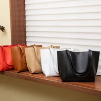 New simple and large-capacity fashion shoulder women's bag solid color minimalist style fashion tote bag travel light and