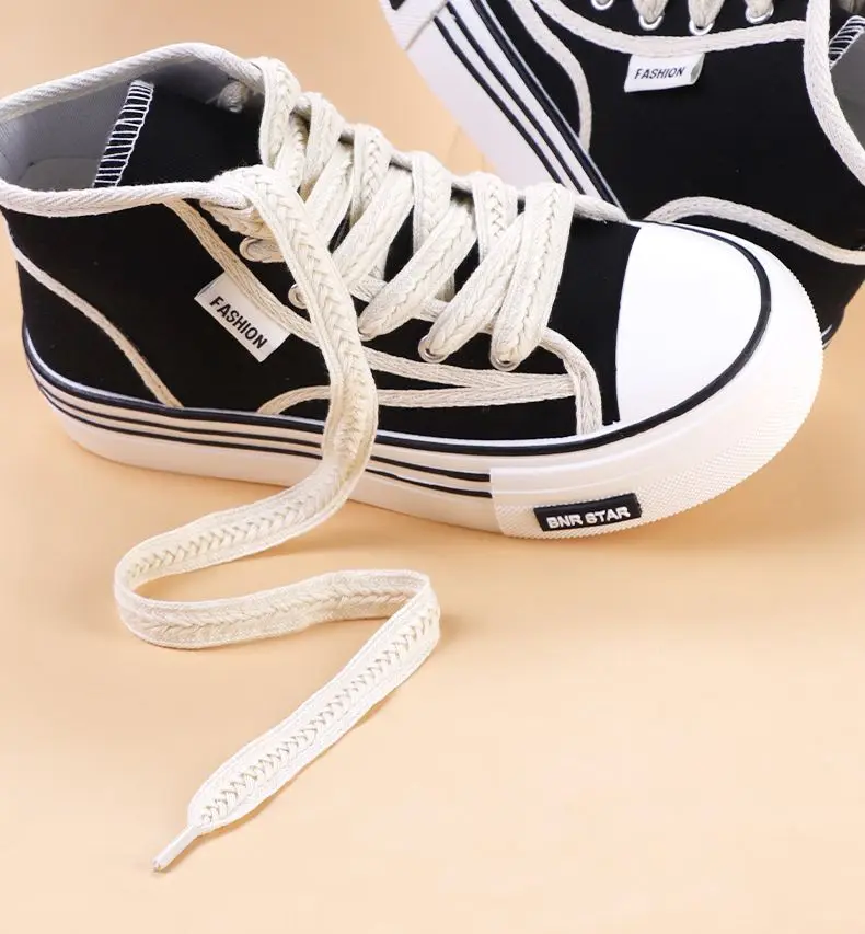 Twist Braids Marshmallow Bunte Schnürsenkel Flache Weizenohr-Schnürsenkel für Sneakers Baumwoll-Canvas Textured Weave Klassische Schnürsenkel – Detail 15