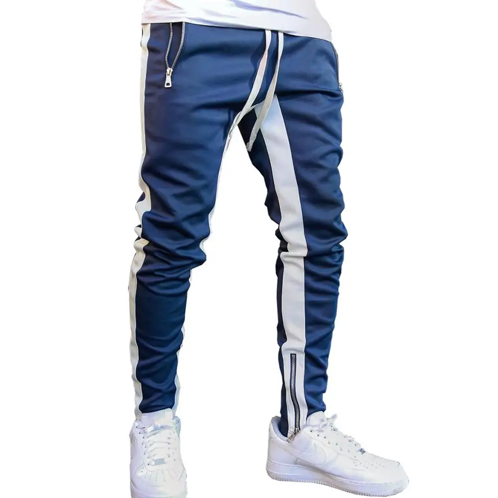 Mens Joggers Casual Pants Fitness Sweatpants Sports Track Pants Mens Zipper Drawstring Black Gyms Trousers Casual Sweatpants Men Casual Pants