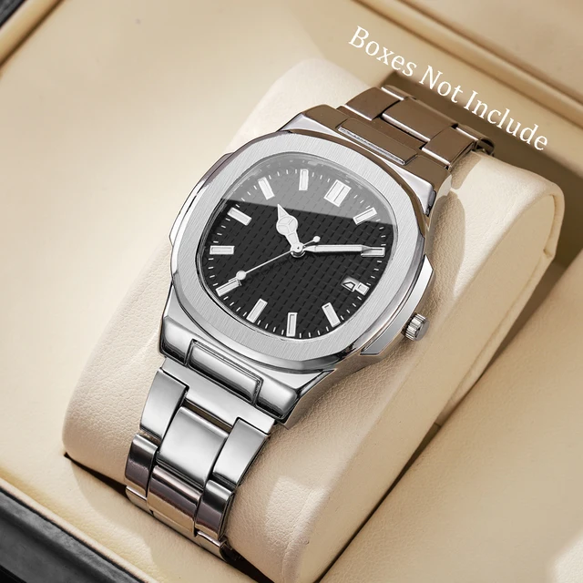 Fashion Square Men Business Watches Simple Calendar Quartz Watch