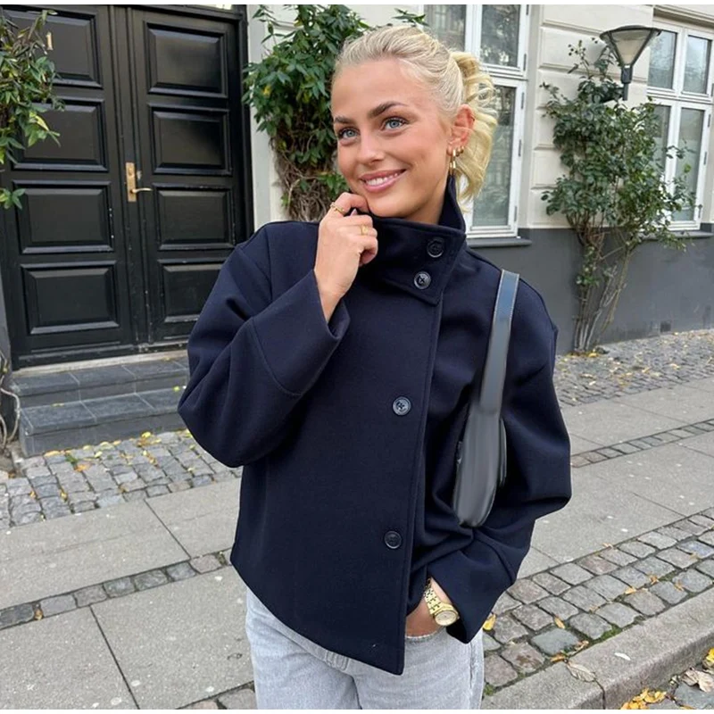 Elegant Women's Short Woolen Coats Loose Lapel Double Breasted Full Sleeve Female Jacket 2026 Autumn Lady Solid Warm Outwear 28 S06faa5194a894fdbb7b20d0f1927fae4Y