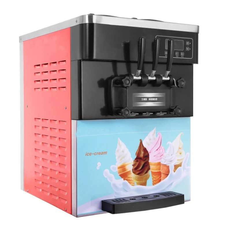 

Ice Cream Machine 2+1 Flavors Commercial Soft Summer Snack Shop Cafe Desktop Sundae Stainless Steel Production Maker