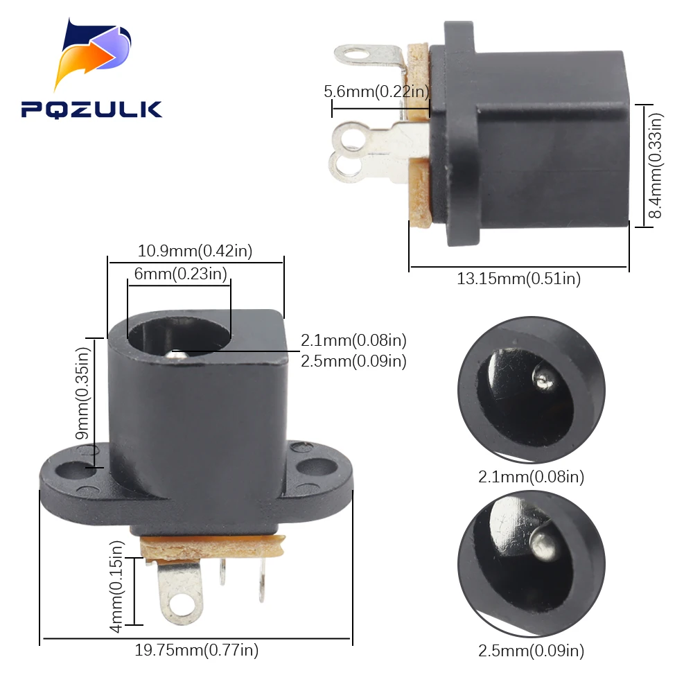 10x Connettori DC 2,1x5,5 Mm Con Morsetti A Vite - Adattatori Per Alimentatori, Es. S484
