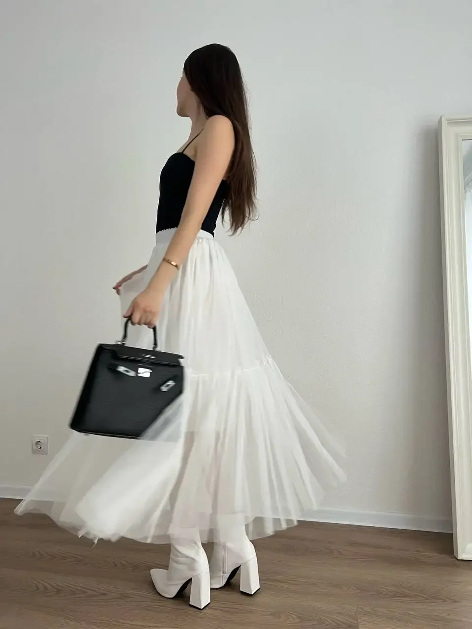 Hirsionsan Pleated Cake Skirts Women 2024 New Korean Harajuku