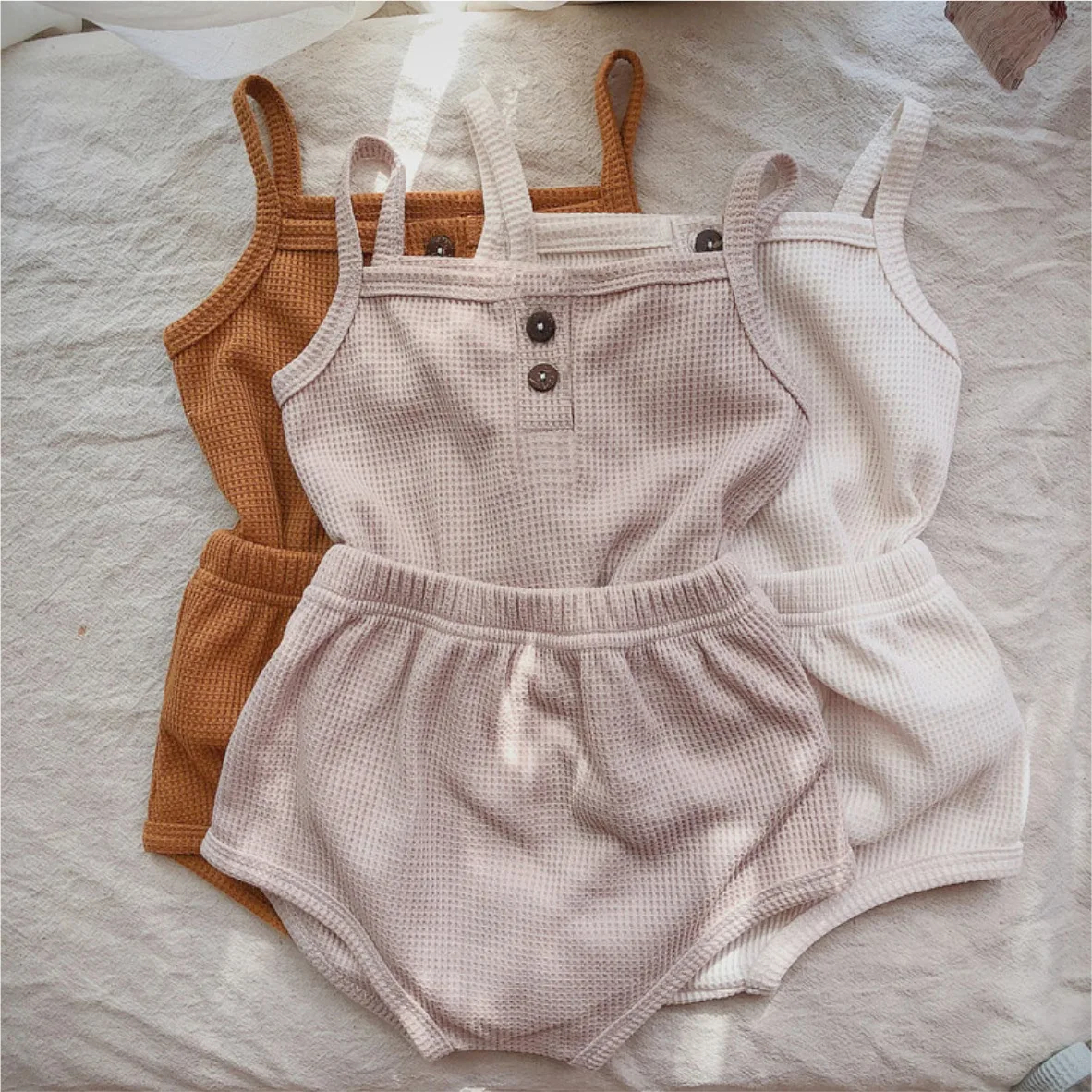 Baby Summer Clothing New Soft Homewear Newborn Baby Boys Girls Clothes Cool Camisole With Short Jumpsuit Outfits Kids Costume - 2