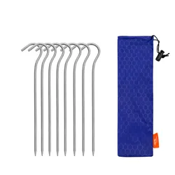 Ultralight Titanium Alloy Tent Stakes with Hook (8pcs titanium)