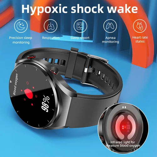 HYTRON 남성용 비침습성 혈당 ECG + PPG 스마트 워치, 심박수 혈중 산소 건강 스마트워치, IP67 방수 스포츠, 2023 신제품 3