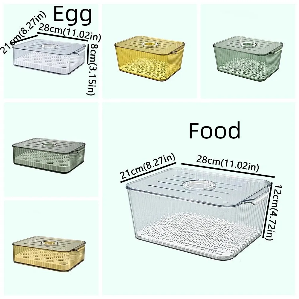 Food-Grade Refrigerator Storage Box Transparent Stackable Fridge Egg Holder Plastic Timing Fresh Kitchen Organizer Camping