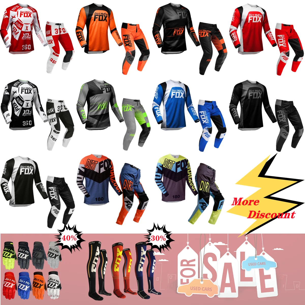 2022 New Moto Gear Set Jersey Pant Mx Combo Motocross Racing Outfit Dirt Bike Suit Off Guanti Calze Suit Matching Package