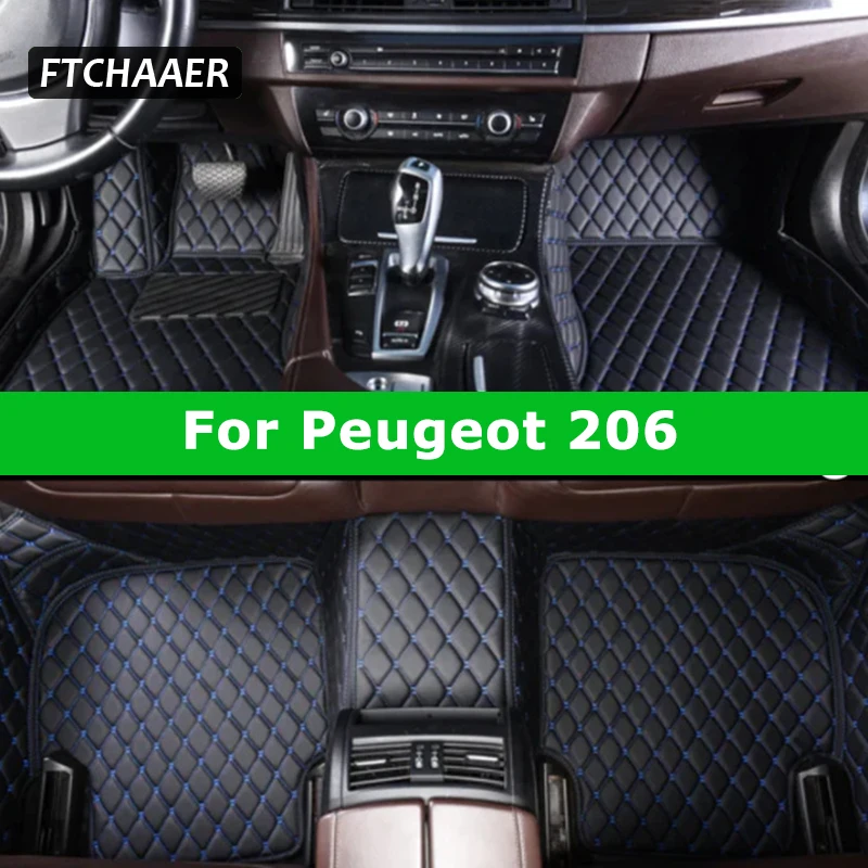 AUTO IN MOTION Universal Carpet Floor Mats – Black With Red Trim – Fits Peugeot 206
